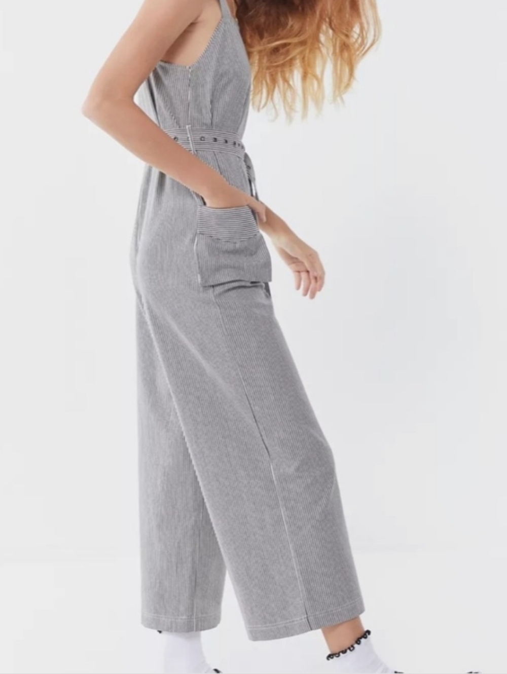 URBAN OUTFITTERS MIRANDA RAILROAD STRIPED WIDE LEG JUMPSUIT - Picture 2 of 10